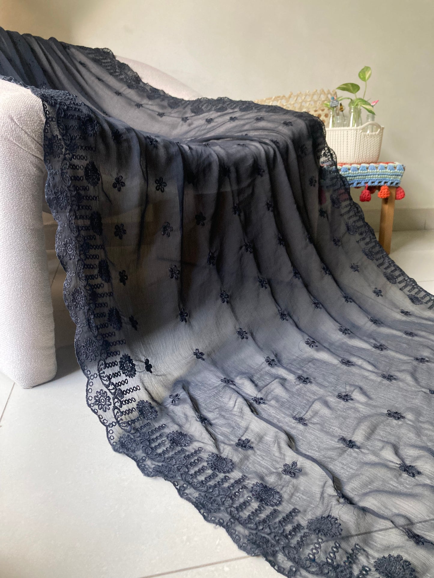 Embroidered Chiffon Dupatta D#3