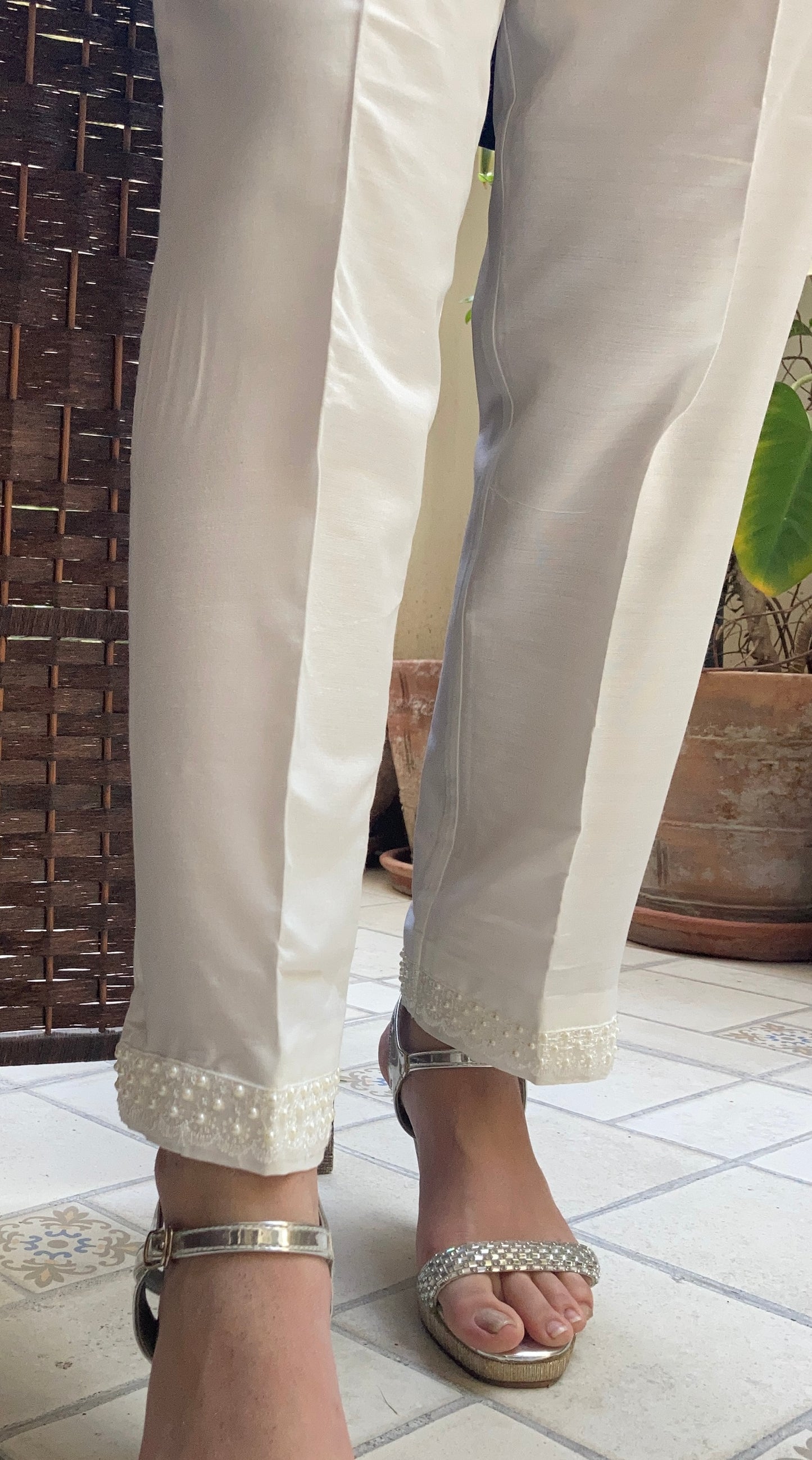 Pearl Trousers - Cotton Silk - White