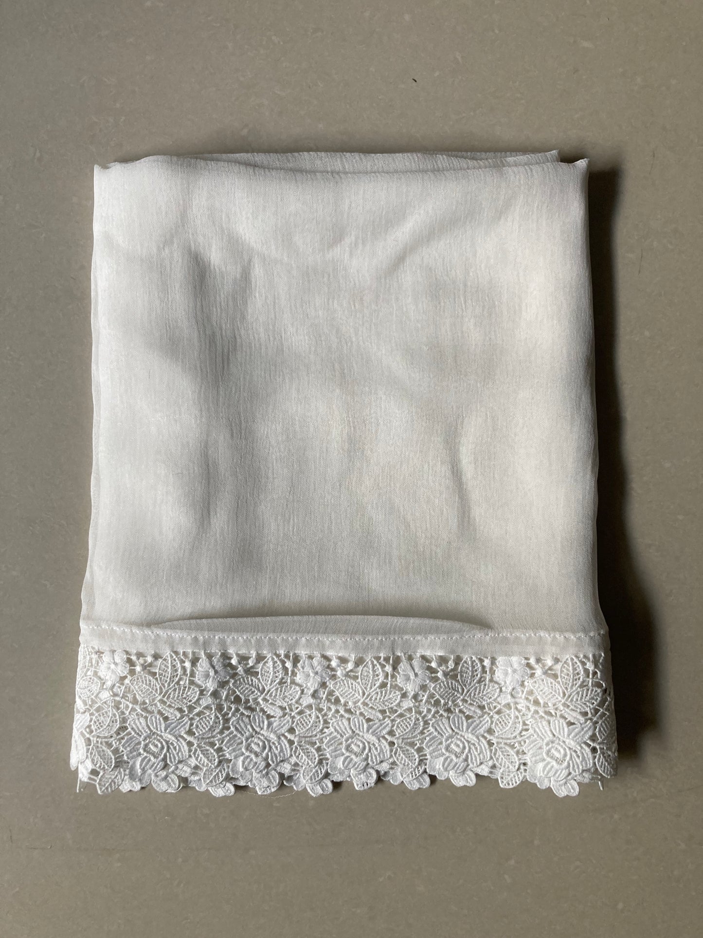 Chiffon Dupatta - White - D#10