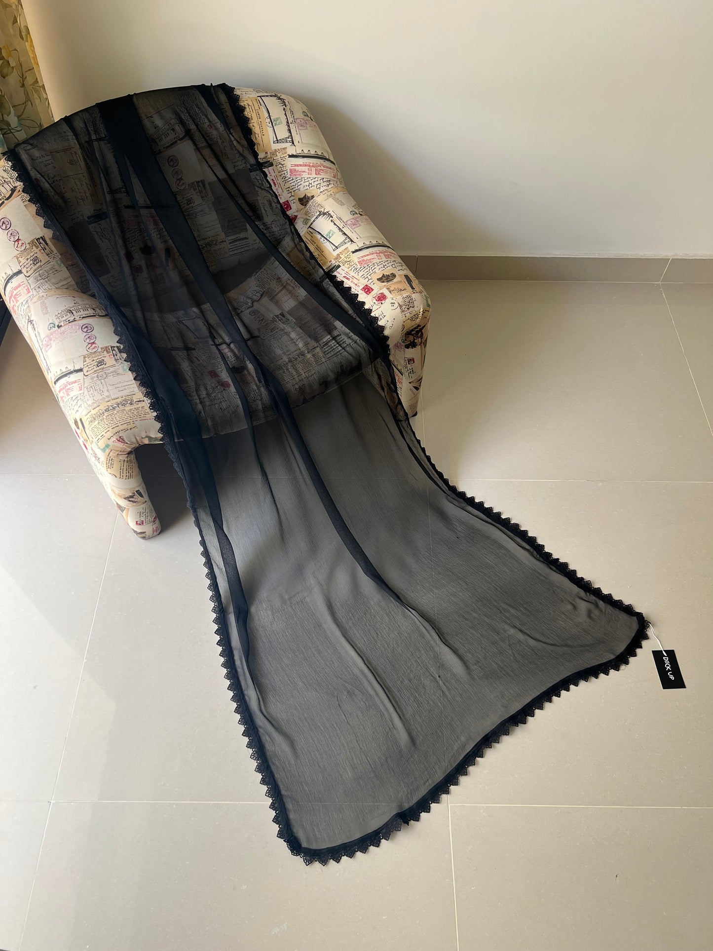 Chiffon Dupatta - Black - D#9