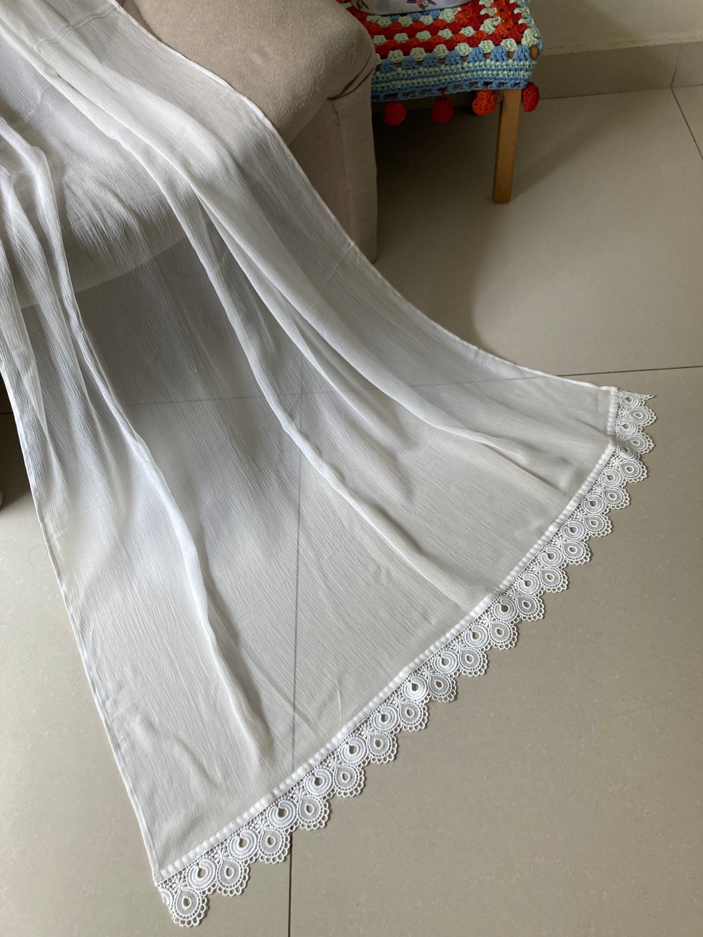 Chiffon Dupatta - White - D#4