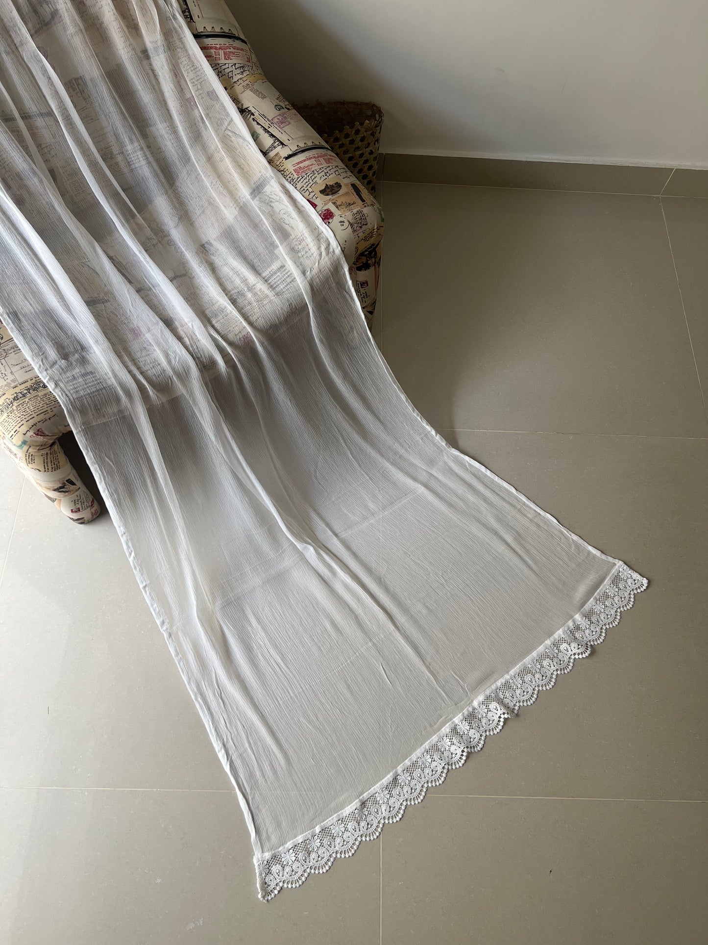 Chiffon Dupatta - White - D#14