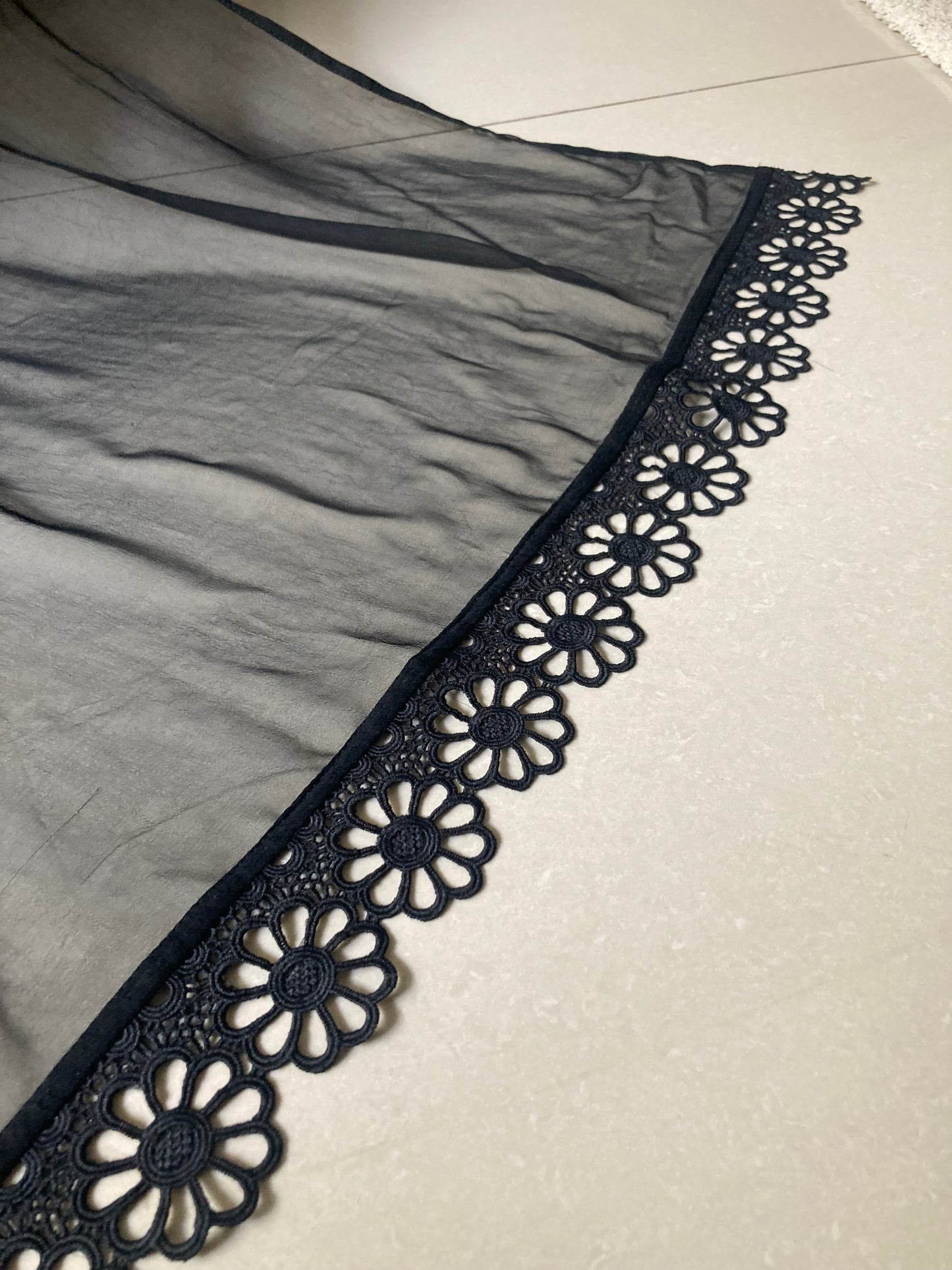 Chiffon Dupatta - Black - D#1
