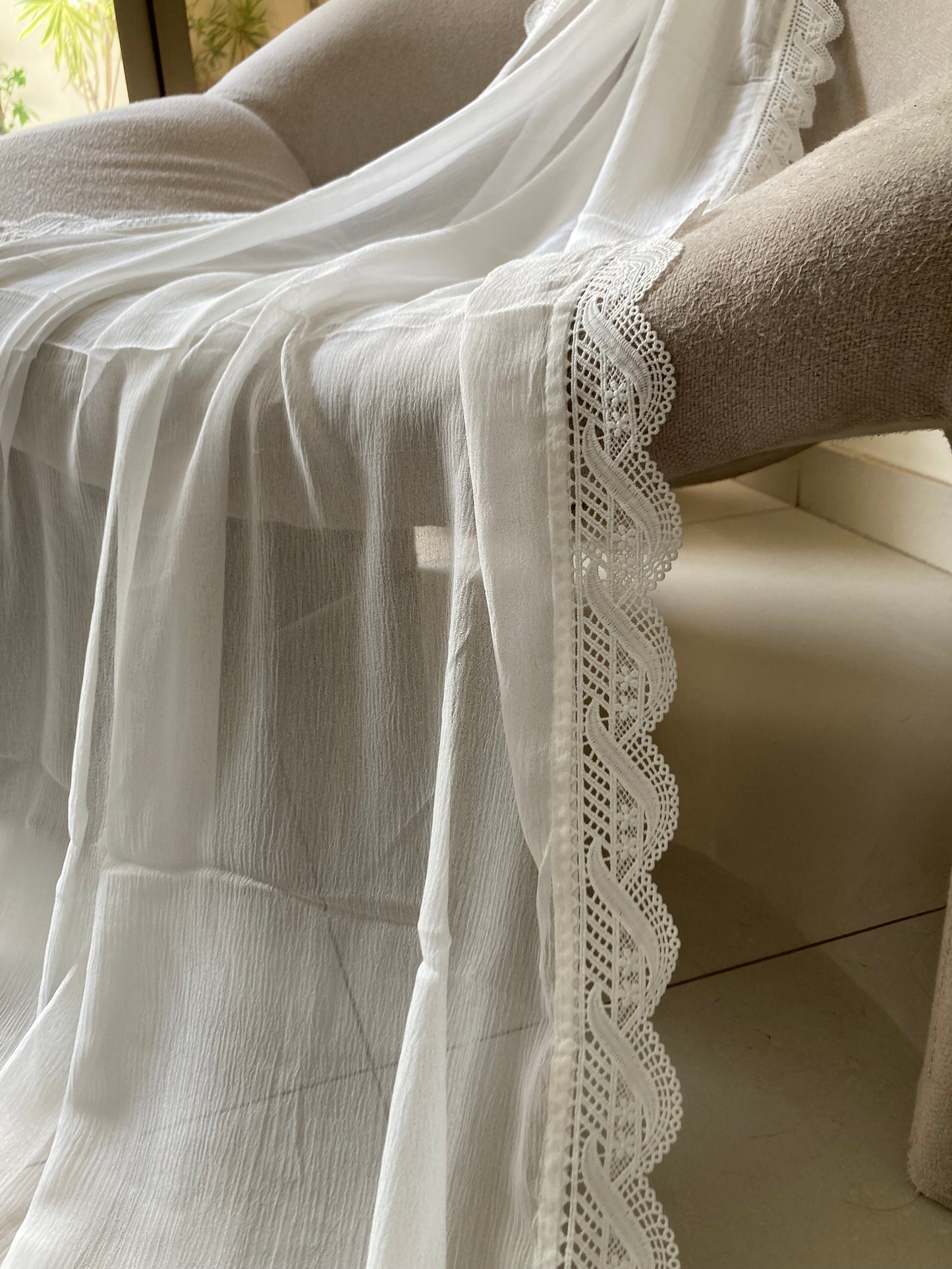 Chiffon Dupatta - White - D#2