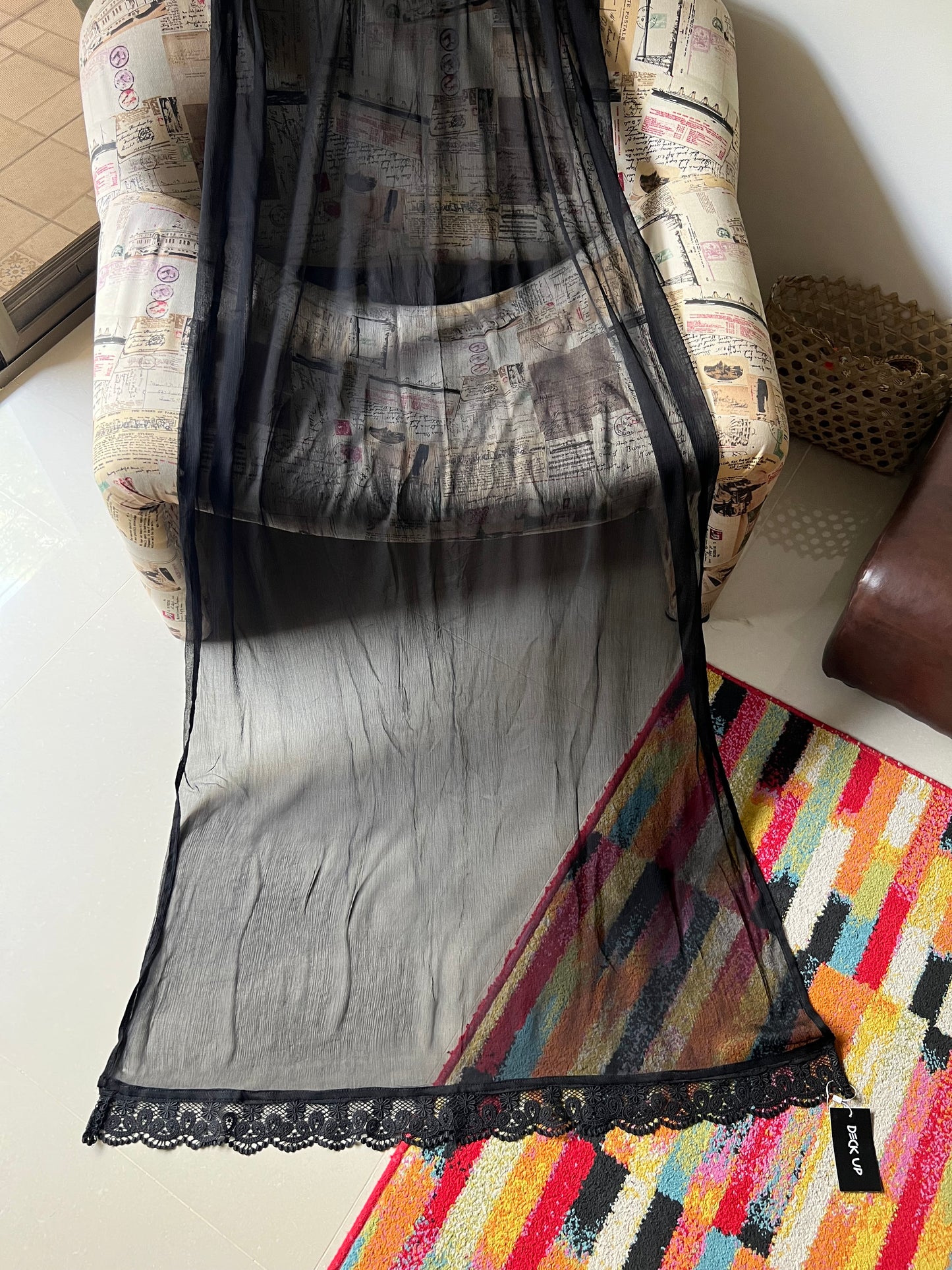 Chiffon Dupatta - Black - D#8
