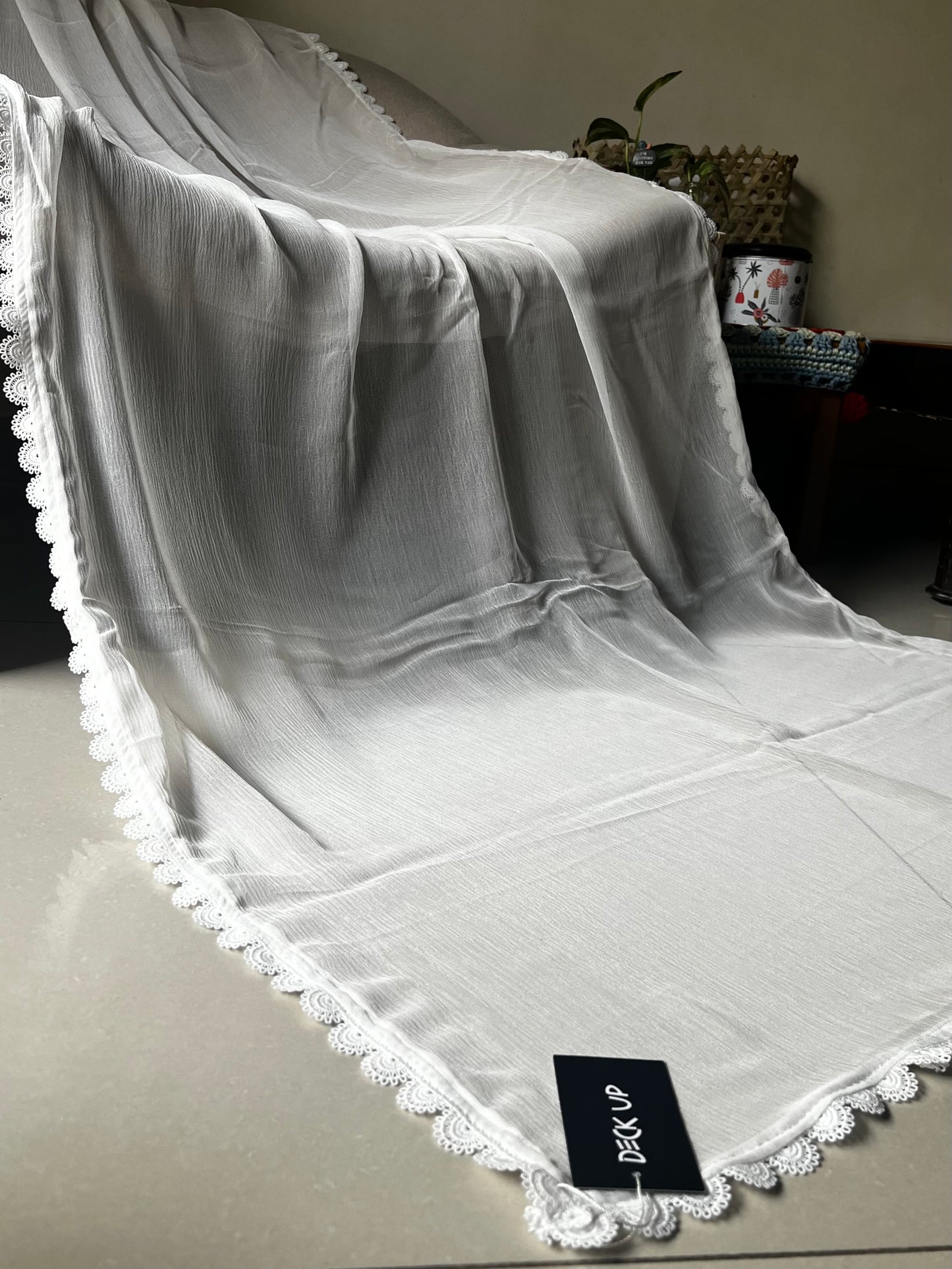 Chiffon Lace Dupatta D#12