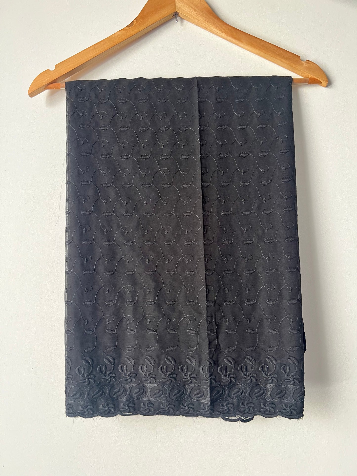 Indian Chikankari Dupatta - Black