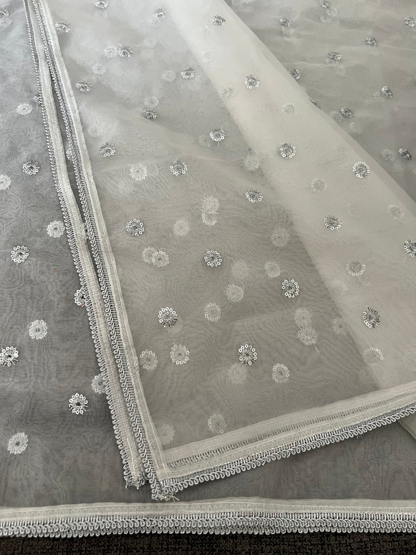 Organza Dupatta - Silver