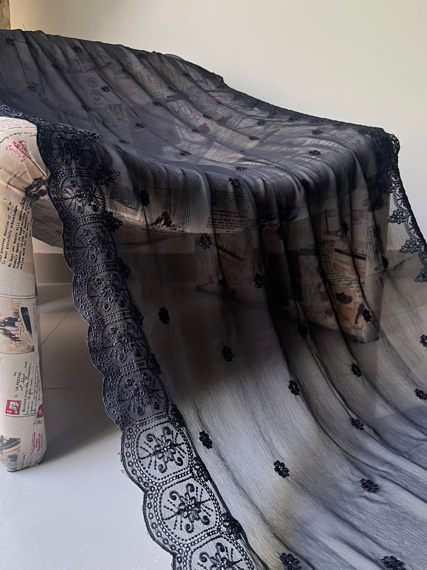 Embroidered Chiffon Dupatta D#4