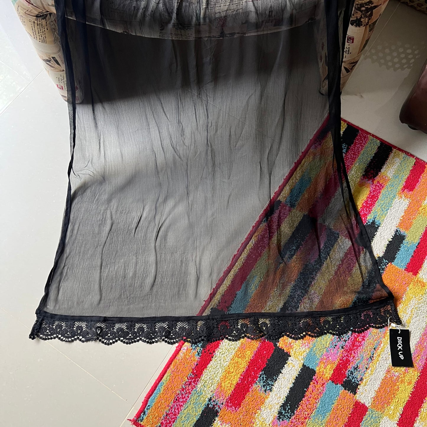Chiffon Dupatta - Black - D#8