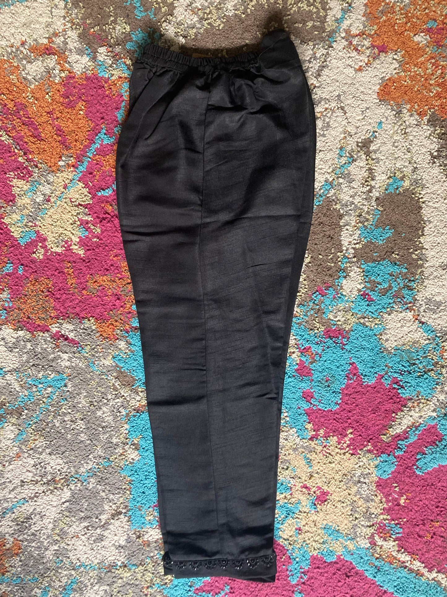 Raw Silk Trousers D#2 - Black
