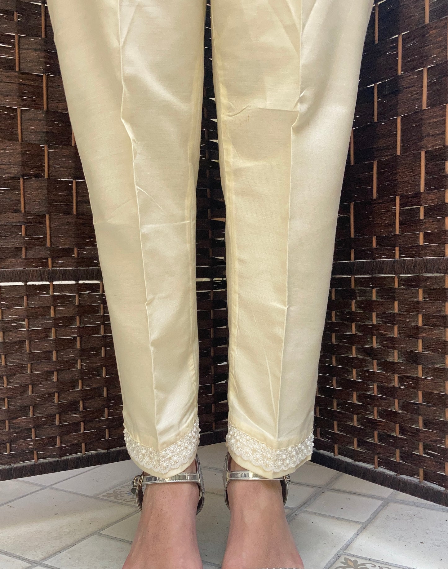 Pearl Trousers - Cotton Silk - Beige