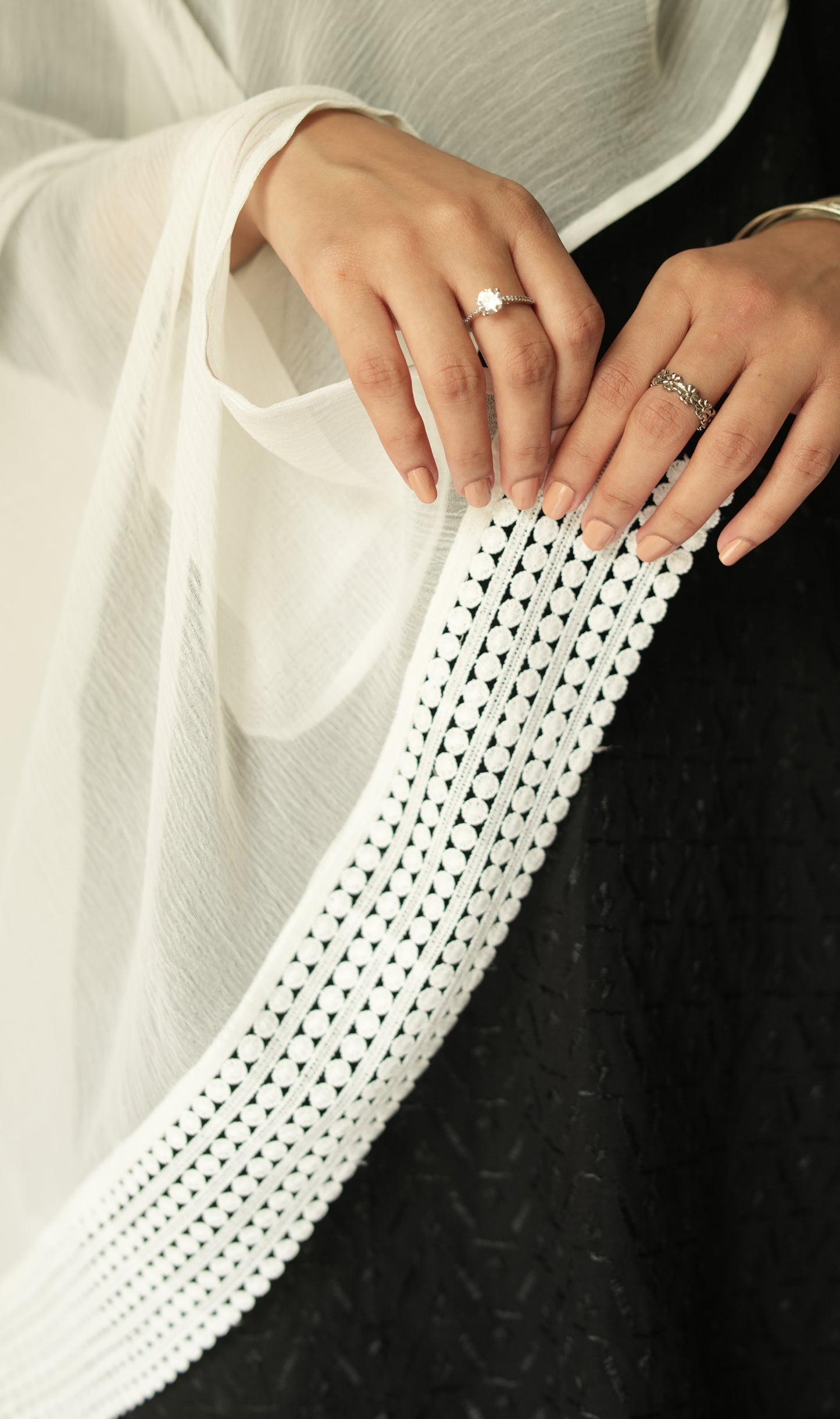 Chiffon Dupatta - White - D#1