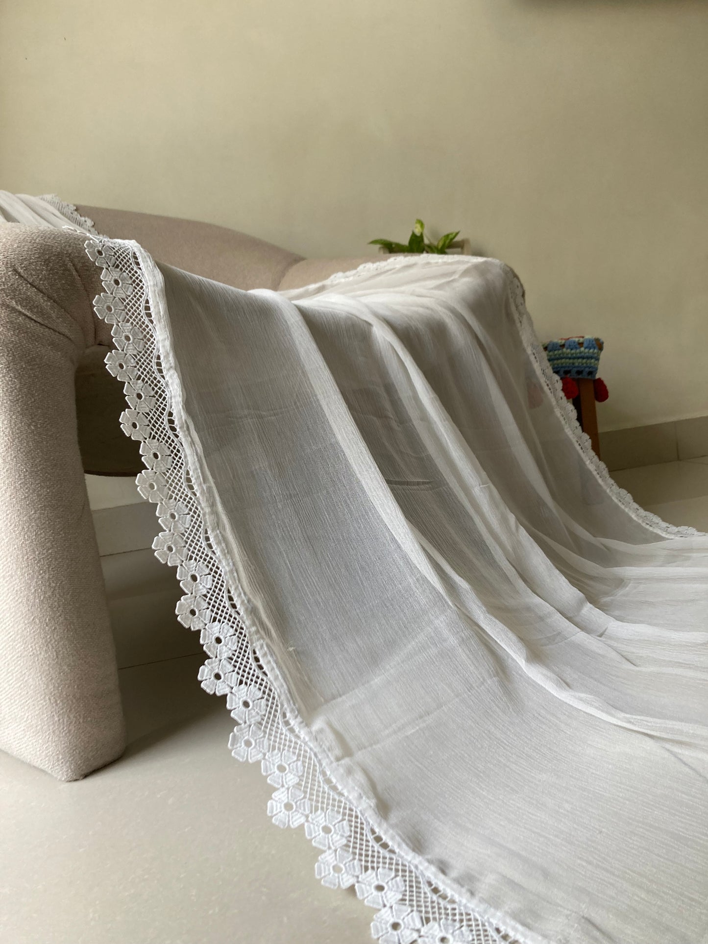 Chiffon Dupatta - White - D#3