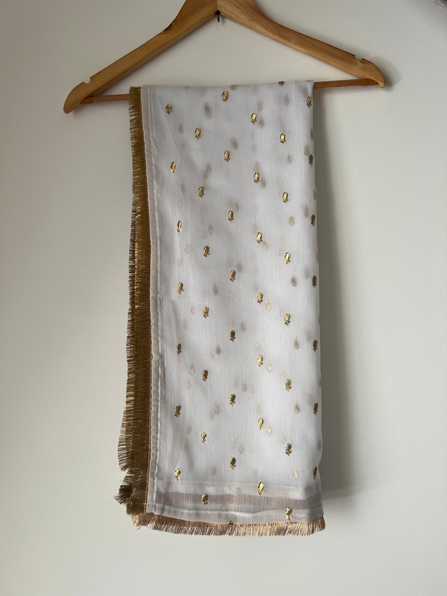 Embroidered Chiffon Dupatta - Golden