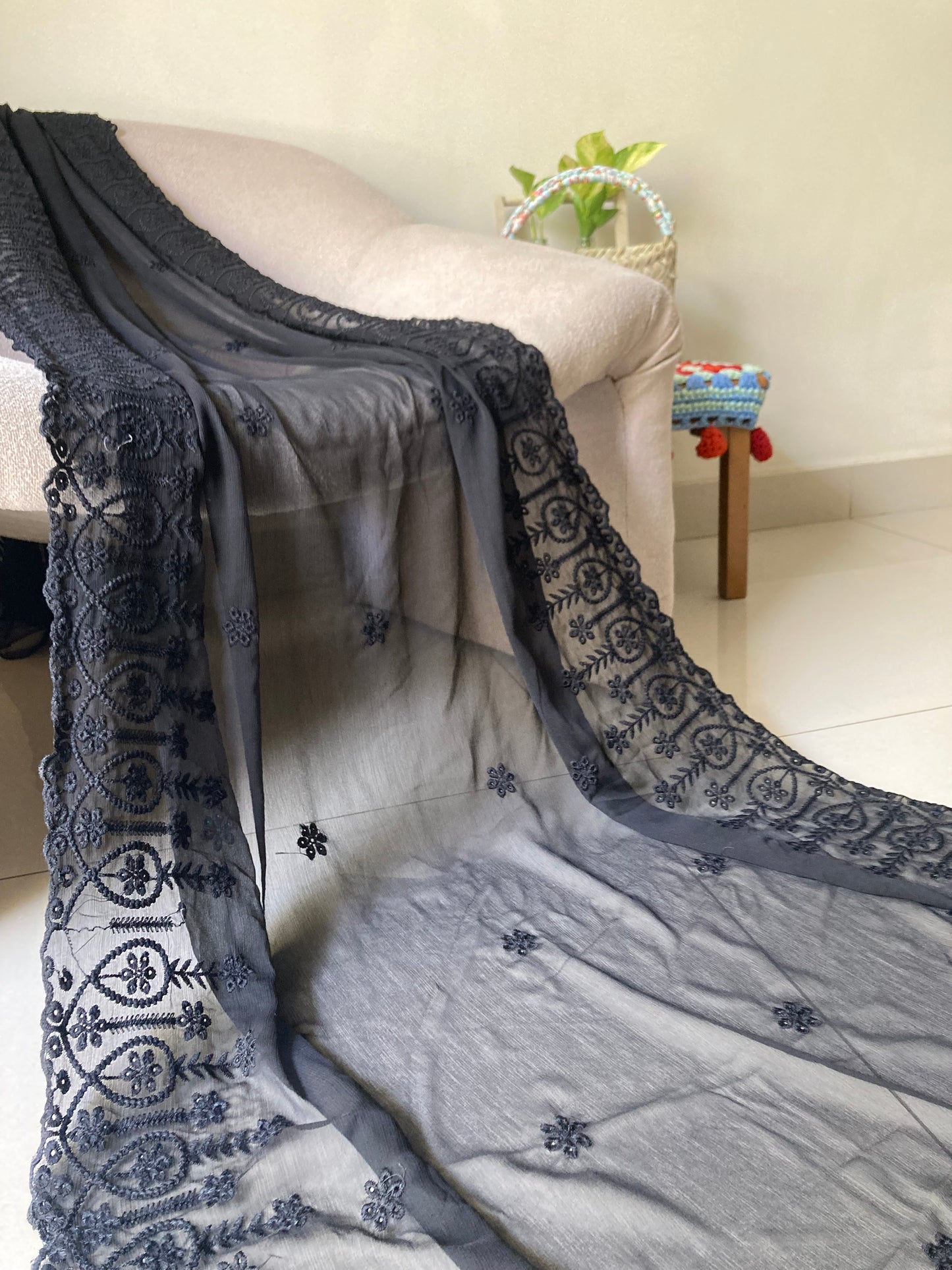 Embroidered Chiffon Dupatta D#2