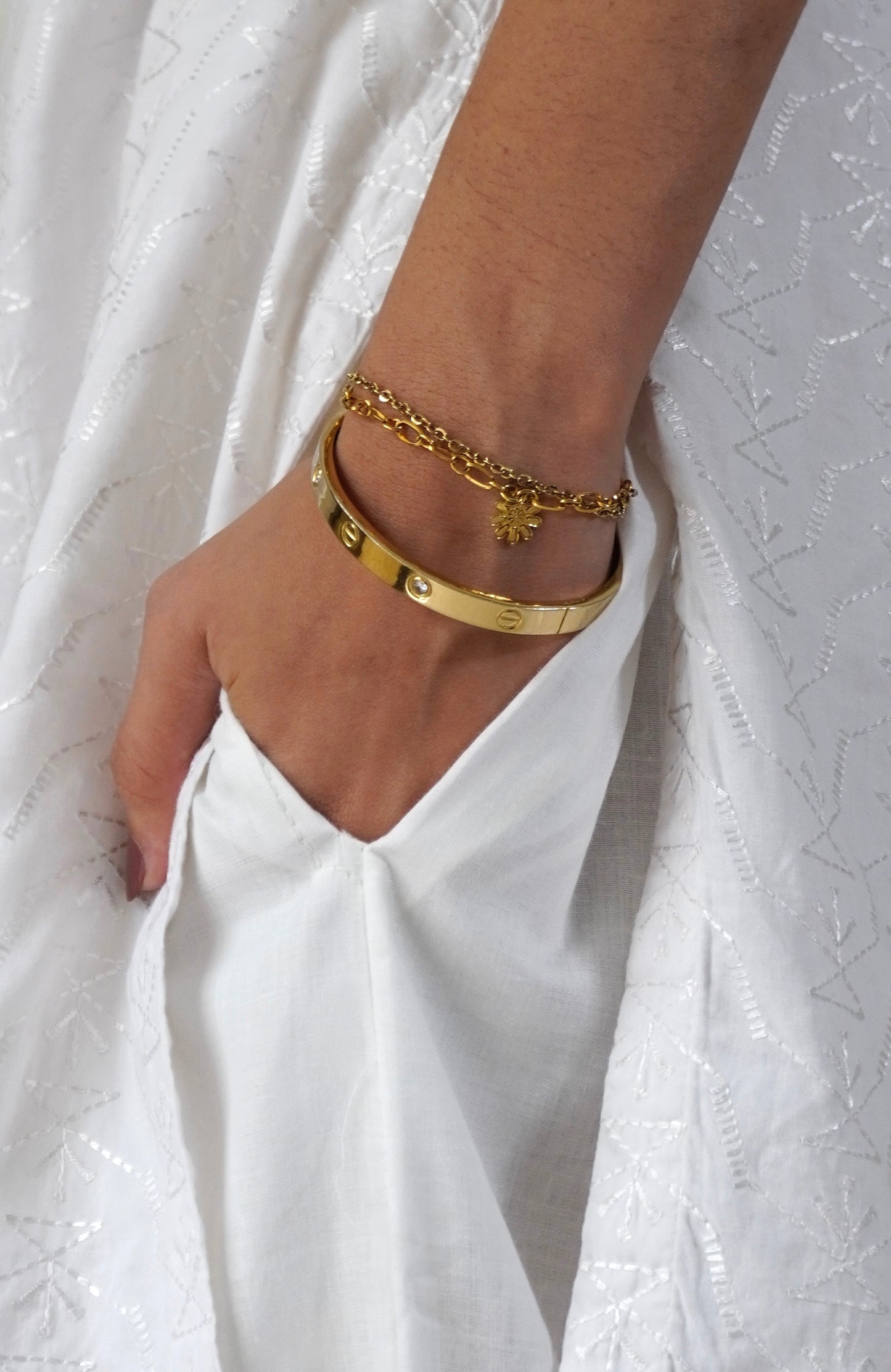 Mesh Lace Trousers - White