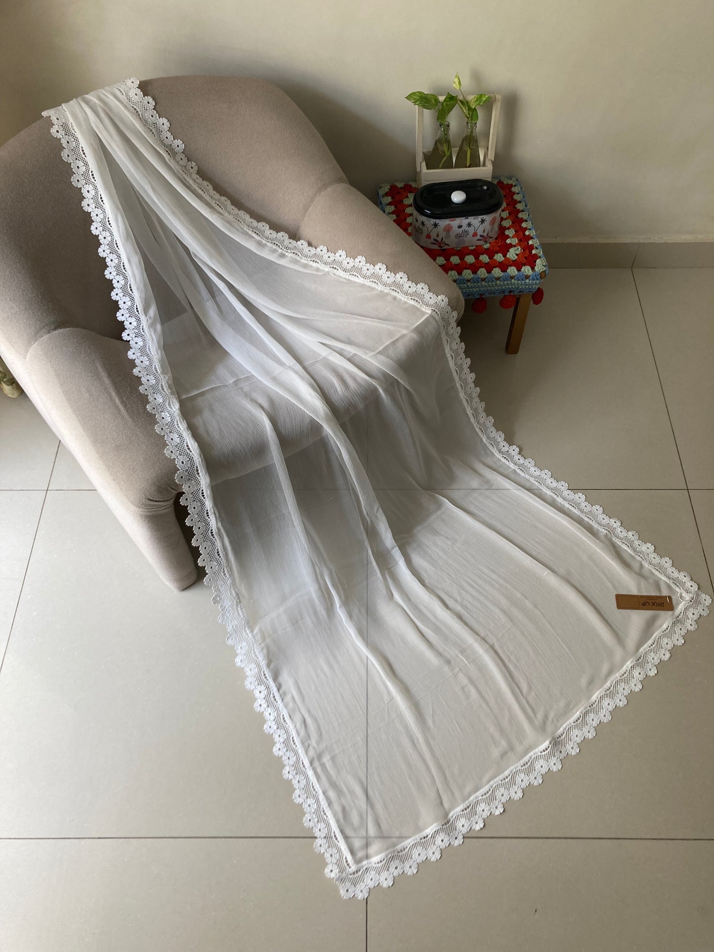 Chiffon Dupatta - White - D#3