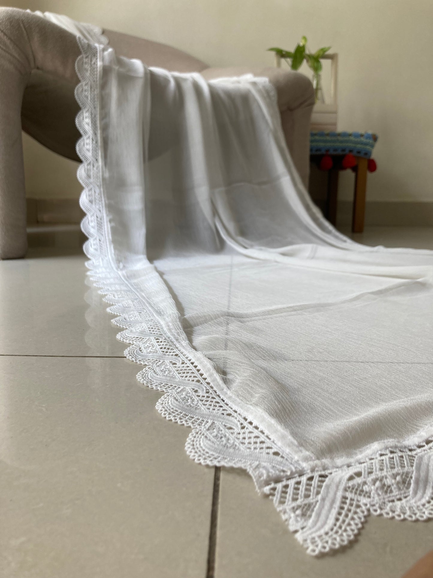 Chiffon Dupatta - White - D#2
