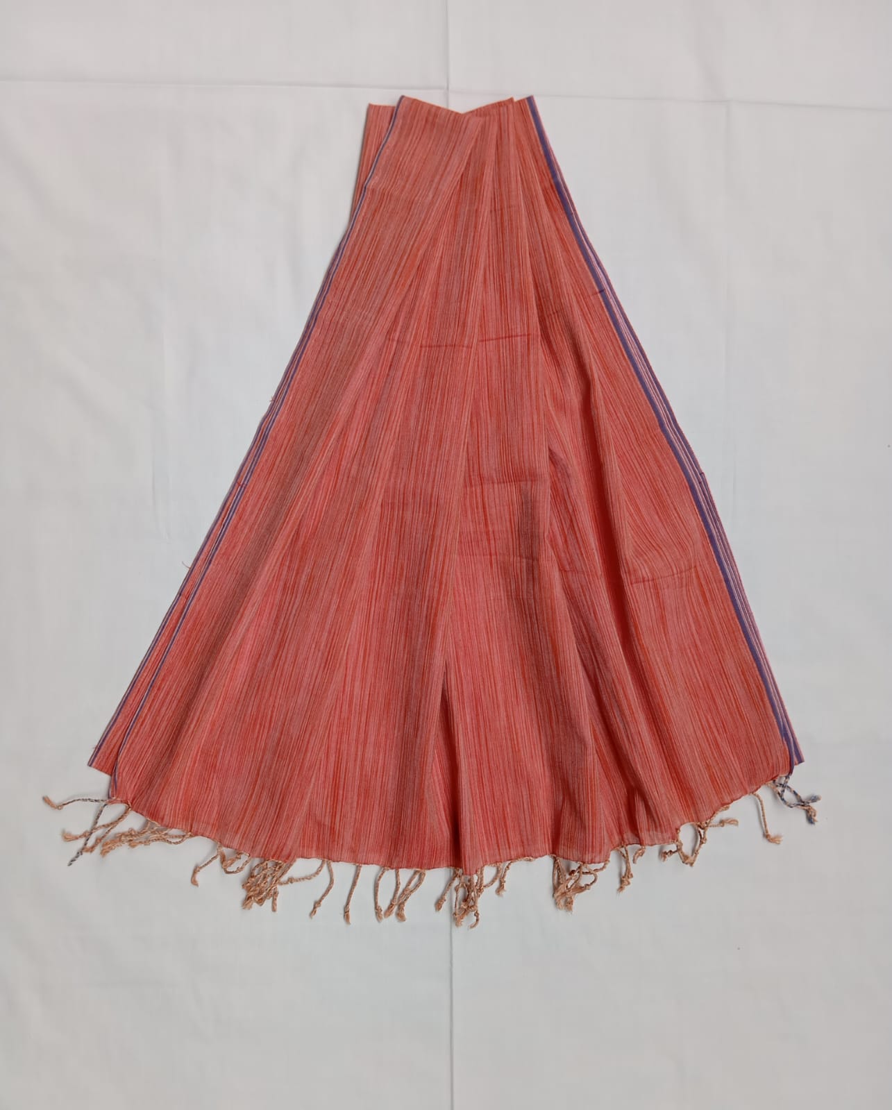 Khadi Style Dupatta - Coral
