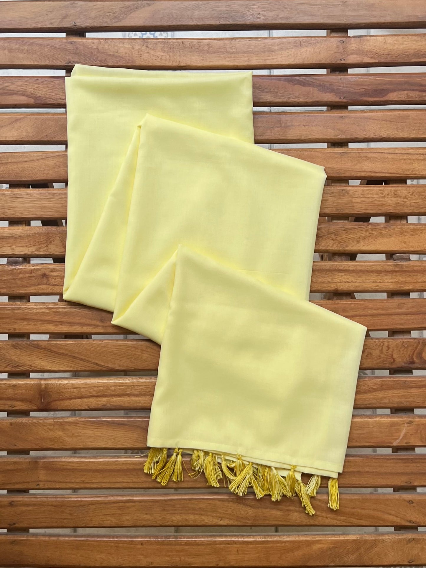 Yellow Dupatta with Tassels