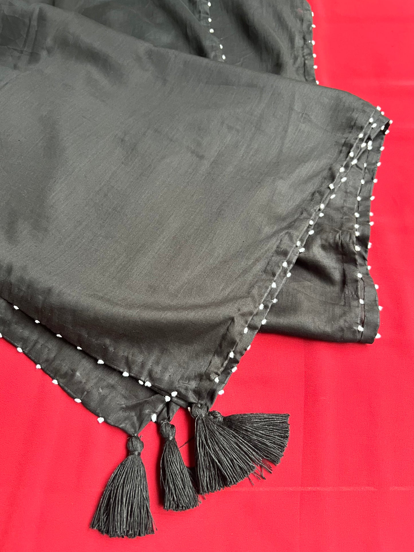 Pure Cotton Moti Taanka Dupatta - Black