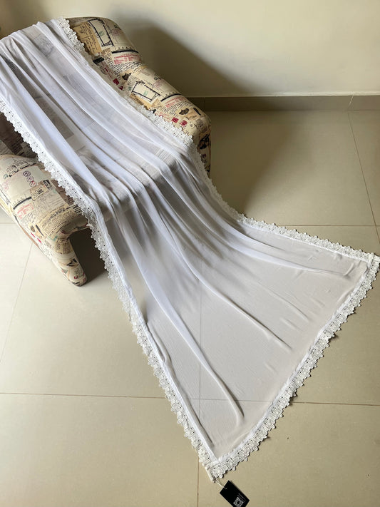 Chiffon Dupatta - White - D#20