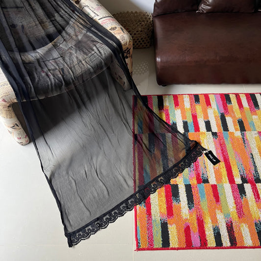 Chiffon Dupatta - Black - D#8