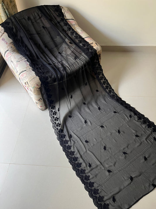 Embroidered Chiffon Dupatta D#12