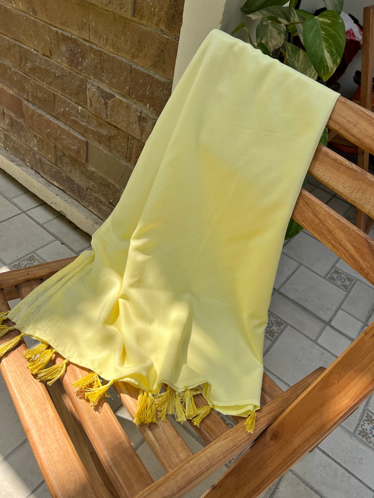 Yellow Dupatta with Tassels