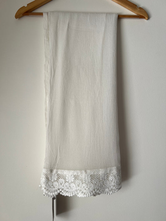 Chiffon Dupatta - White - D#14