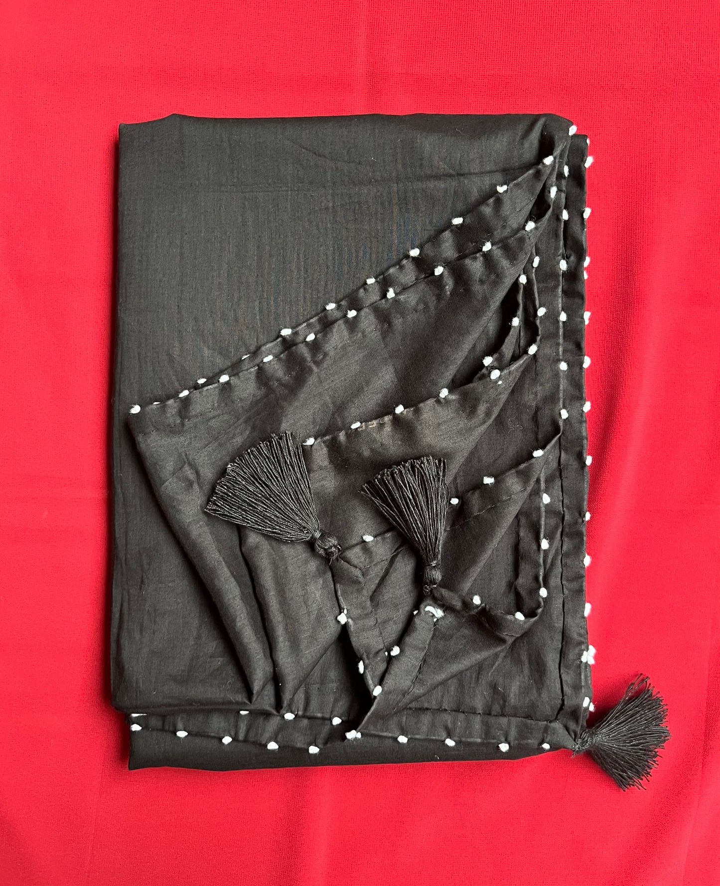 Pure Cotton Moti Taanka Dupatta - Black