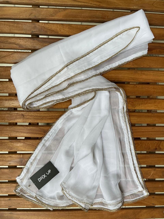 Chiffon Dupatta - White - D#27