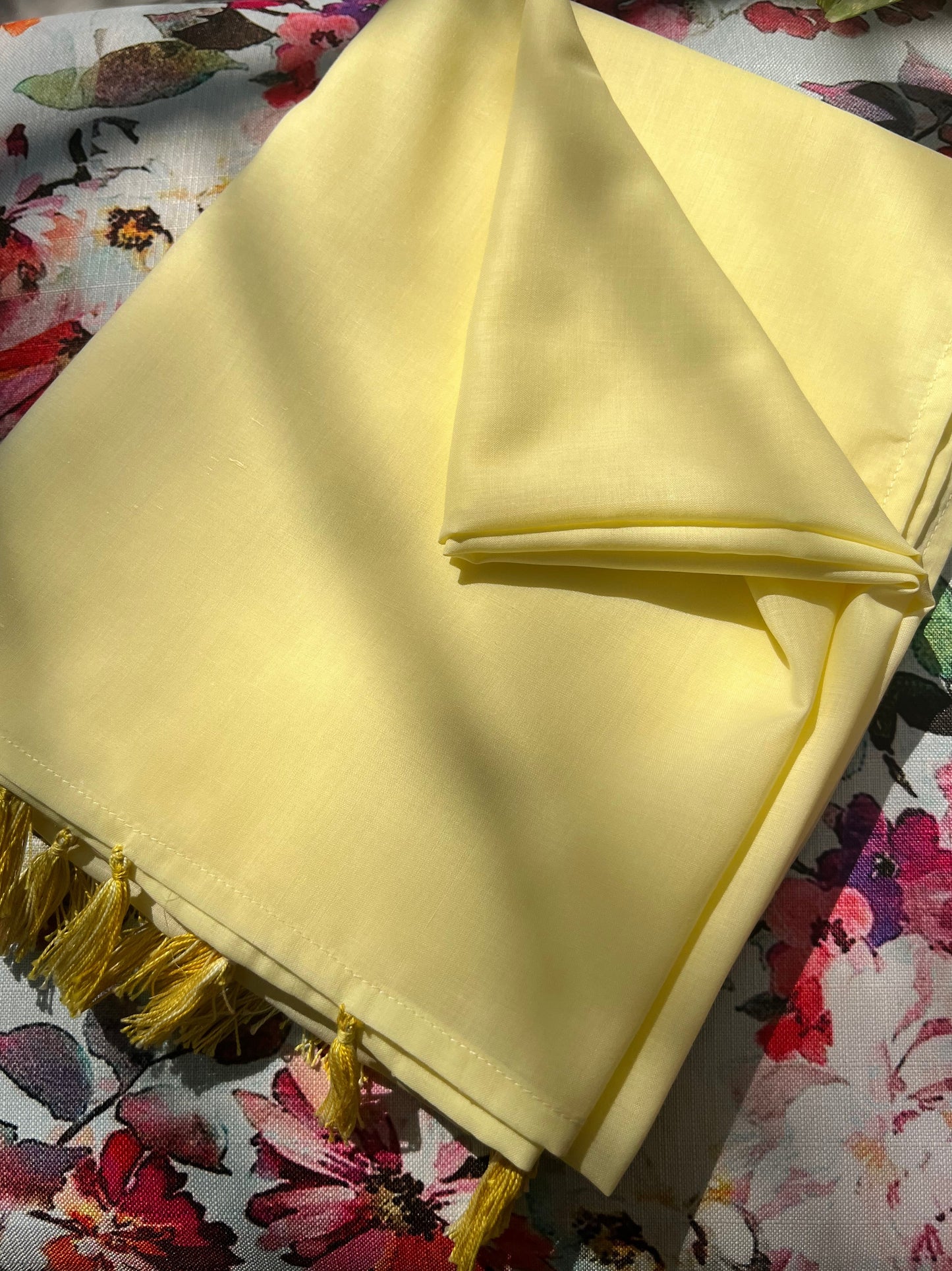 Yellow Dupatta with Tassels