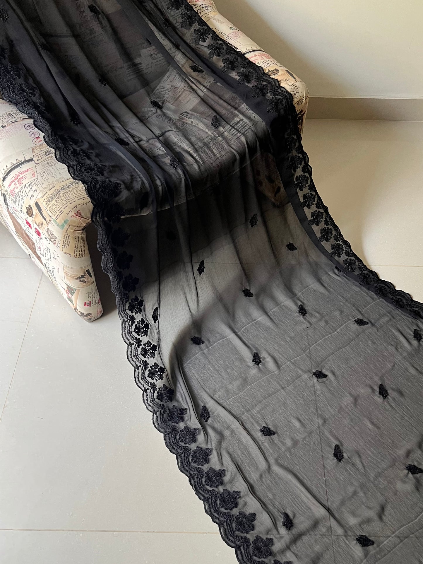 Embroidered Chiffon Dupatta D#12