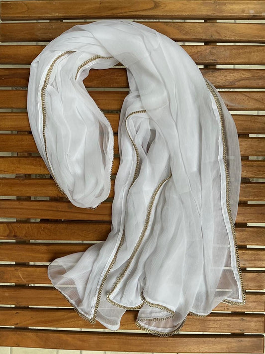 Chiffon Dupatta - White - D#27