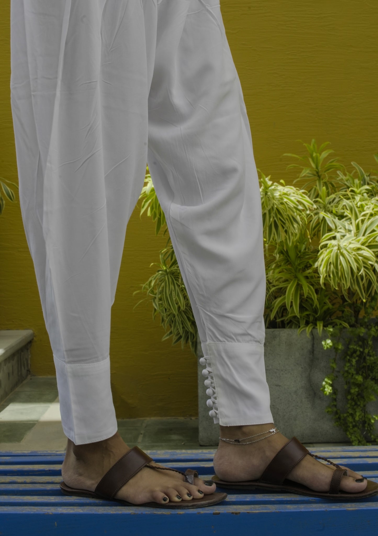 Cuffed Shalwar White