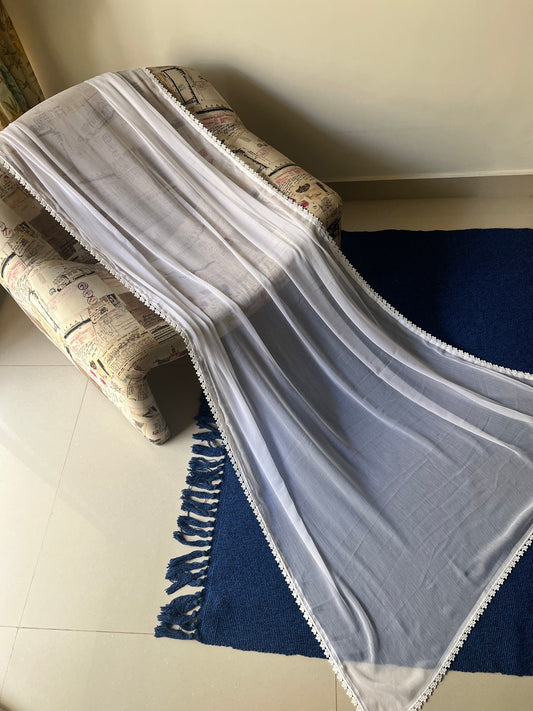Chiffon Dupatta - White - D#21