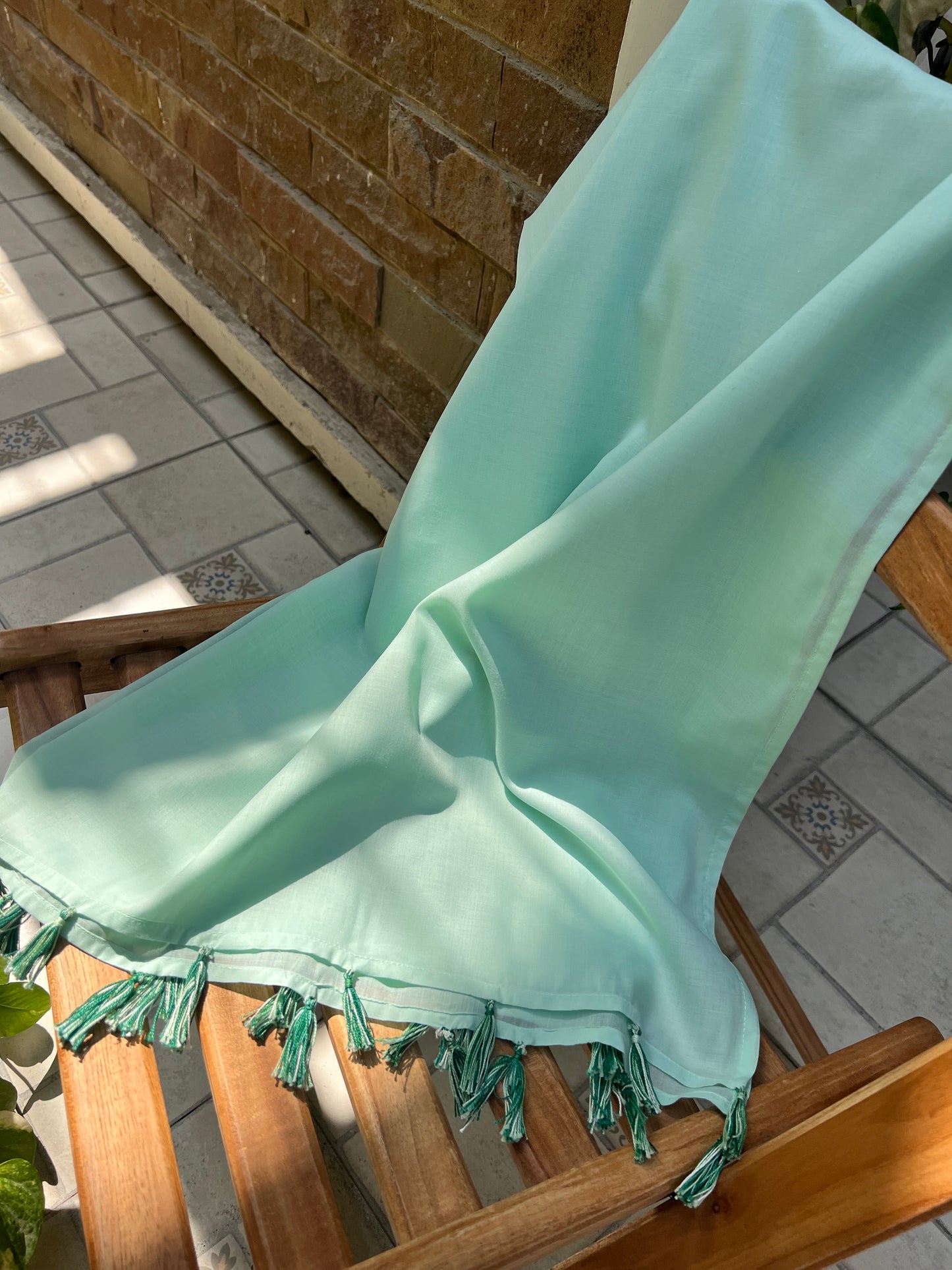 Green Dupatta with Tassels