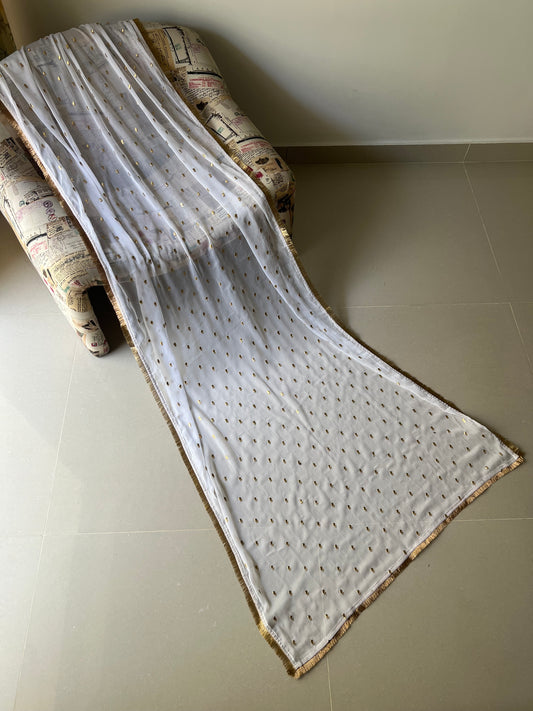 Embroidered Chiffon Dupatta - Golden