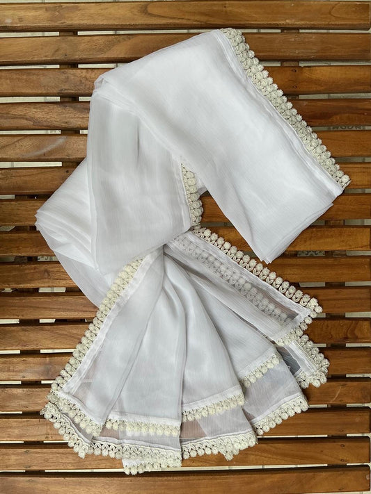 Chiffon Dupatta - White - D#28